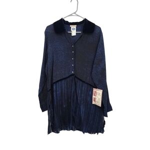 Tea & Scones Women's Lagenlook Mixed Fabric Layover Tunic Dress- M